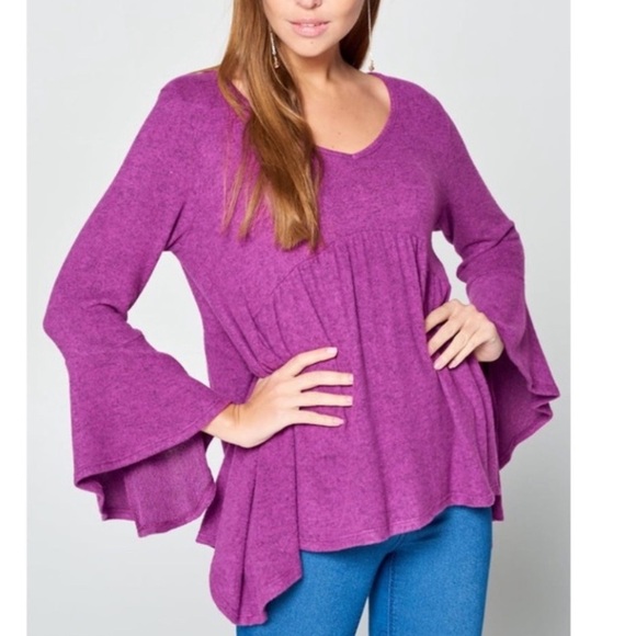 "The Michelle" Magenta Babydoll Brushed Hachi Top - Picture 1 of 5